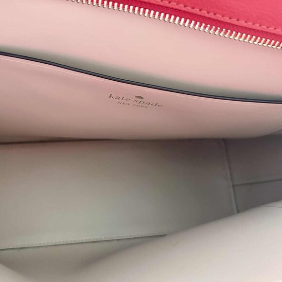 NWOT Kate Spade Red Cara Large Pebbled Leather Zip-Top Tote – US One Size - Picture 7 of 11